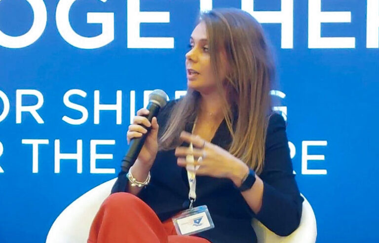 A picture of Michela Schenone speaking at RINA conference