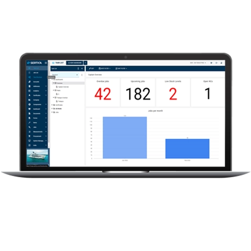 A screenshot of SERTICA Yacht Dashboard