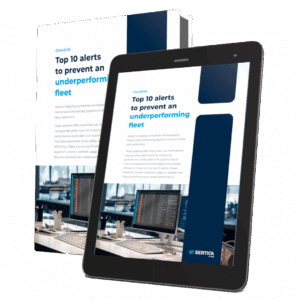 A mockup featuring a book and a tablet, both displaying the cover of 'SERTICA: Top 10 alerts to elevate daily ship operations.'