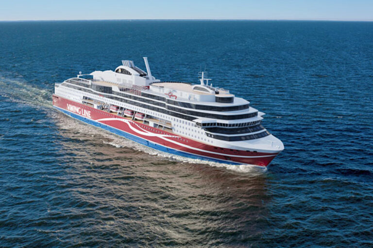 A maritime passenger vessel sailing calm blue waters